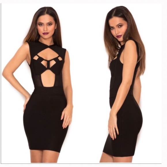 House of CB Dresses & Skirts - House of CB Aravena Cutout Bandage Bodycon Black Mini Dress